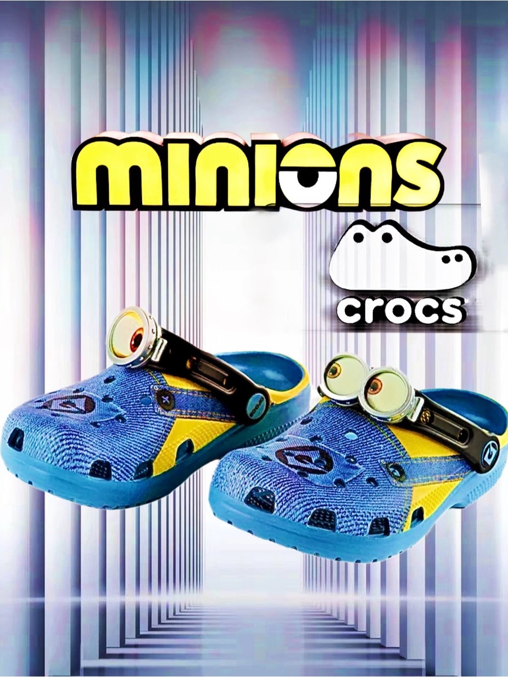 CROCS Minions Themed Blue and Yellow Clogs 4T